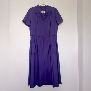 Vintage/Oldie C&R 80s Bright Purple Dress with pockets short sleeve - Size 14/L